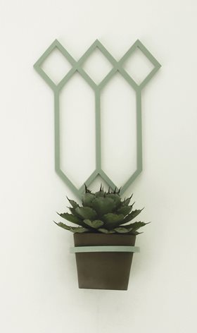 Jessie Mitchell, Bourke, 2012. Powdercoated aluminium, ceramic, plant, dimensions variable. Image courtesy of the artist
